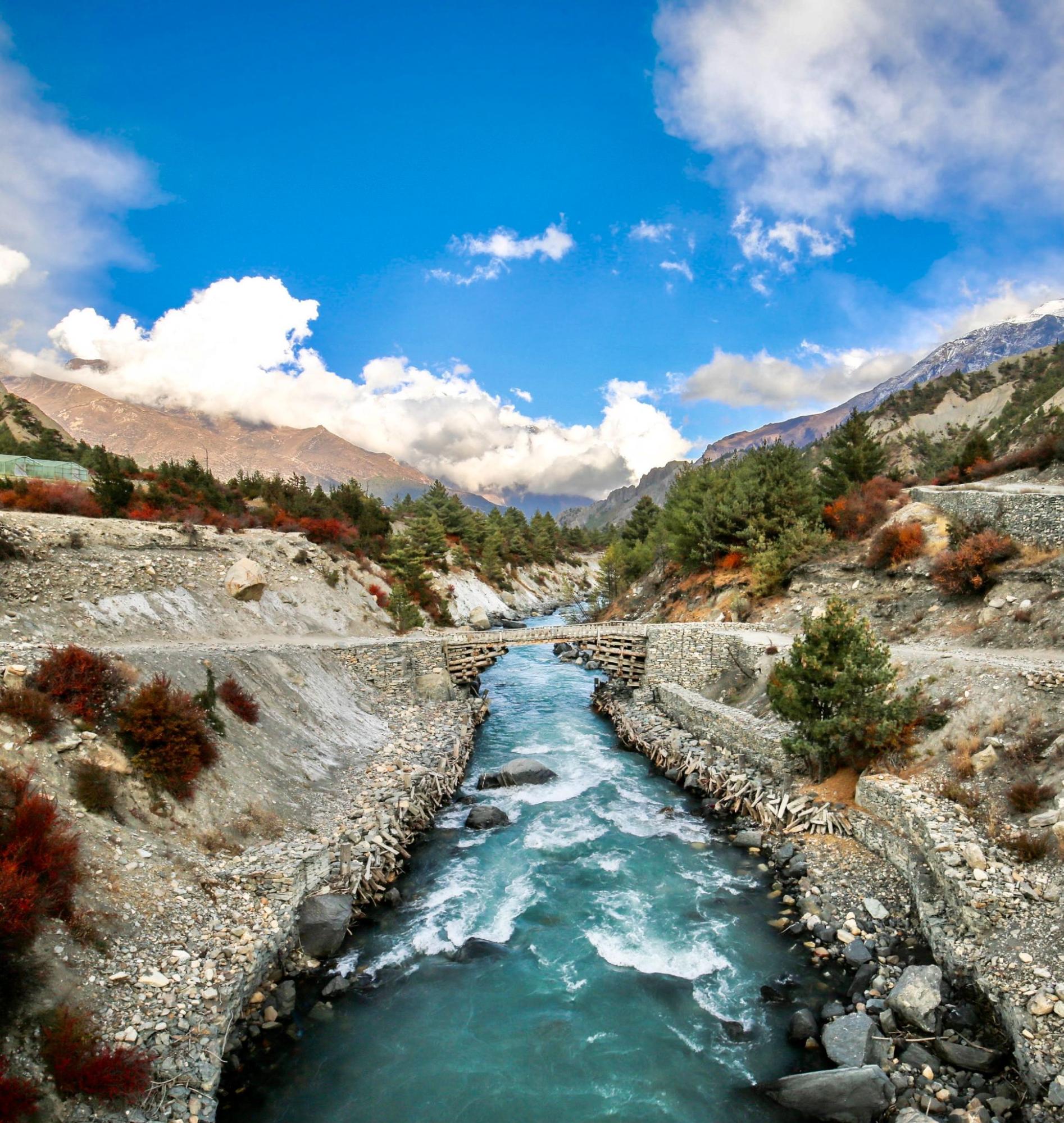 Nepal mountain river landscape